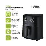 Tower Kitchen TOWER Vortx 4.2L  Manual Single Basket Air Fryer - Black