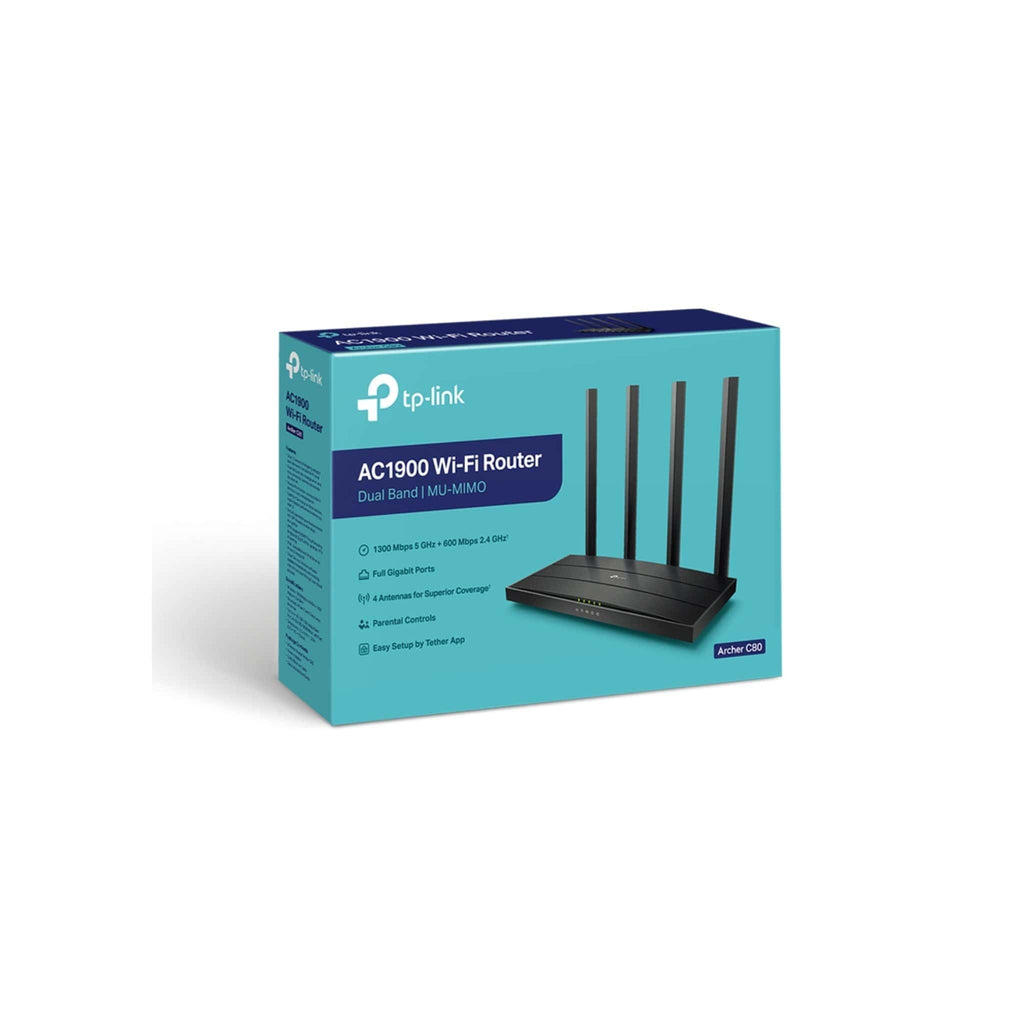 TP-Link Routers TP-Link Archer C80 AC1900 MU-MIMO Dual Band Wireless Gaming Router, Wi-Fi Speed Up to 1300 Mbps/5 GHz + 600 Mbps/2.4 GHz, Supports Parental Control, Guest Wi-Fi